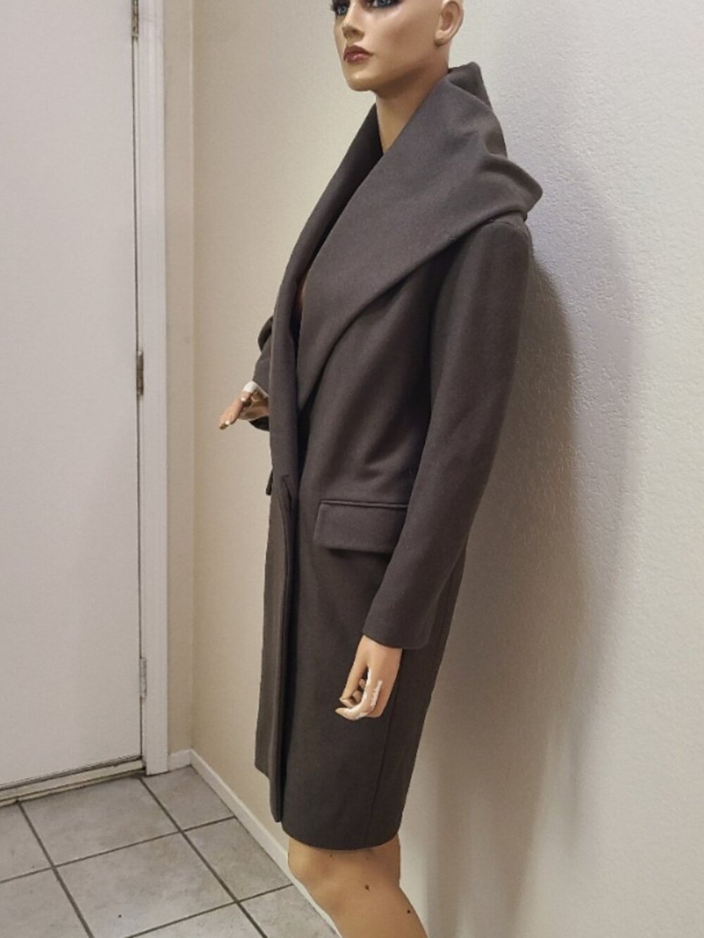 ALLSAINTS SCALA COAT OVERSIZED OVERCOAT HUGE DRAPED HOOD ITALIANWOOL BLEND sz XS - Picture 4 of 10